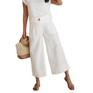 SOFT SURROUNDINGS Nabi Cropped Wide Leg Linen White Pants NEW